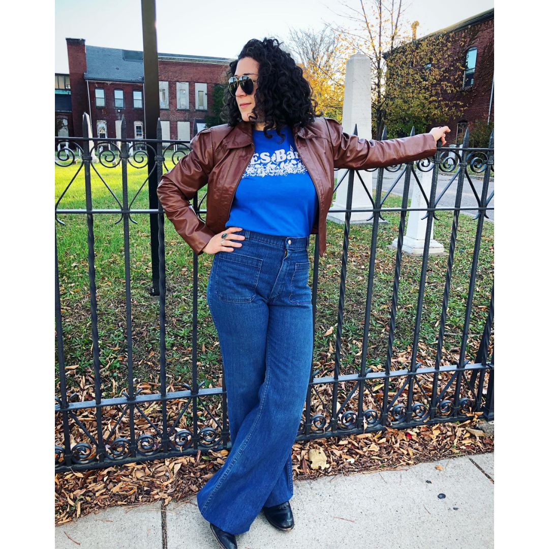 Navy bell bottom dungarees top